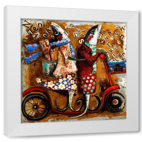 Literarios White Modern Wood Framed Art Print by Villanueva, Natalia