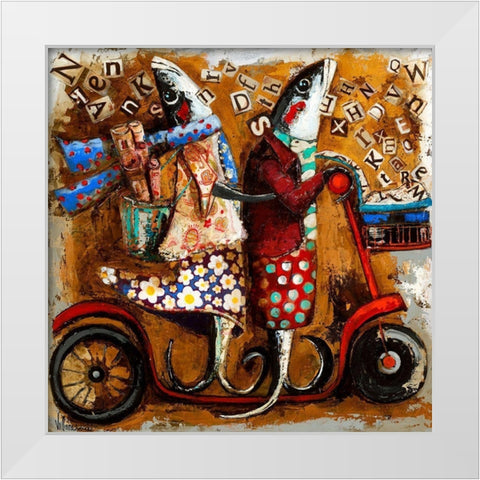 Literarios White Modern Wood Framed Art Print by Villanueva, Natalia