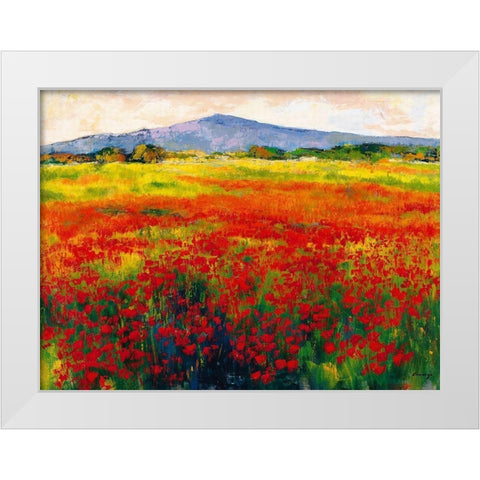 Amapolas III White Modern Wood Framed Art Print by Camargo, Jesus P.