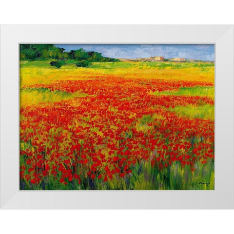 Amapolas IV White Modern Wood Framed Art Print by Camargo, Jesus P.