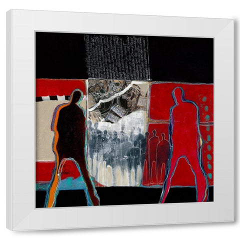Mensen op weg White Modern Wood Framed Art Print by van Ginkel, Marjolijn