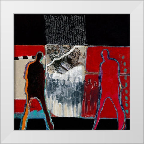 Mensen op weg White Modern Wood Framed Art Print by van Ginkel, Marjolijn