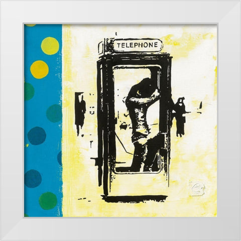 Telephone White Modern Wood Framed Art Print by Gouy, Chrystelle