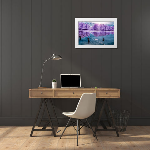 Majolan s Park Reflections I-Bordeaux - Infrared and UV photography  White Modern Wood Framed Art Print by Gee, Tonee