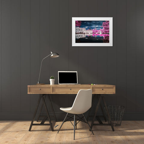 Gradignan s City Hall-France - Infrared Photography  White Modern Wood Framed Art Print by Gee, Tonee