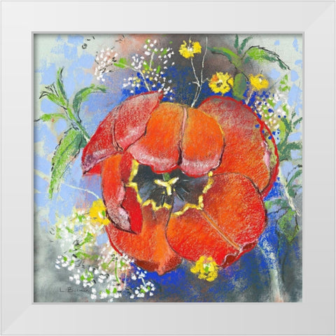 Rote Tulpe White Modern Wood Framed Art Print by Botman, Loes
