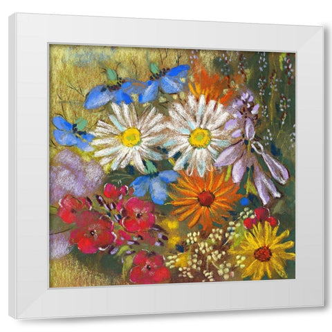 Sommerbluten 1 White Modern Wood Framed Art Print by Botman, Loes
