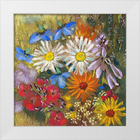 Sommerbluten 1 White Modern Wood Framed Art Print by Botman, Loes