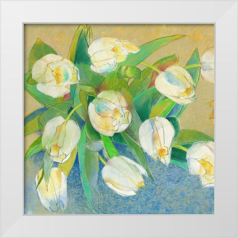 Weisse Tulpen 1 White Modern Wood Framed Art Print by Botman, Loes