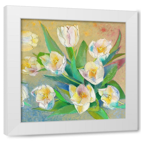 Weisse Tulpen 2 White Modern Wood Framed Art Print by Botman, Loes