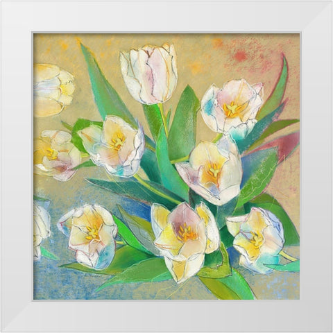 Weisse Tulpen 2 White Modern Wood Framed Art Print by Botman, Loes