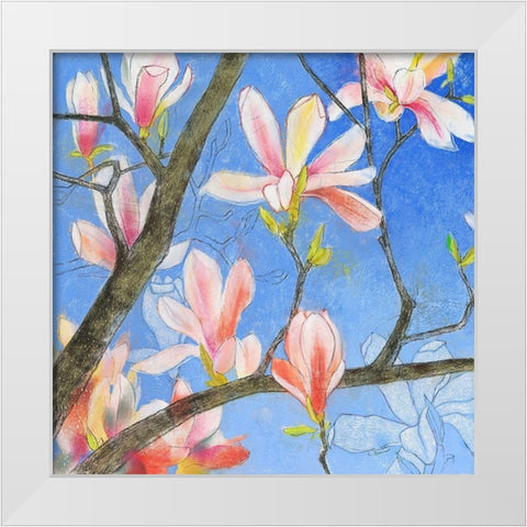 Magnolie 1 White Modern Wood Framed Art Print by Botman, Loes