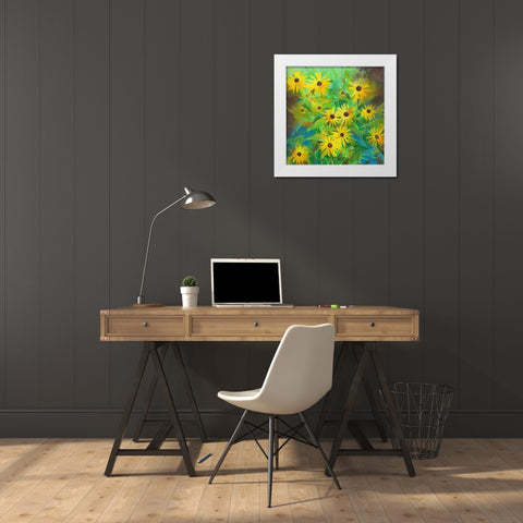 Helianthus Annuus White Modern Wood Framed Art Print by Botman, Loes
