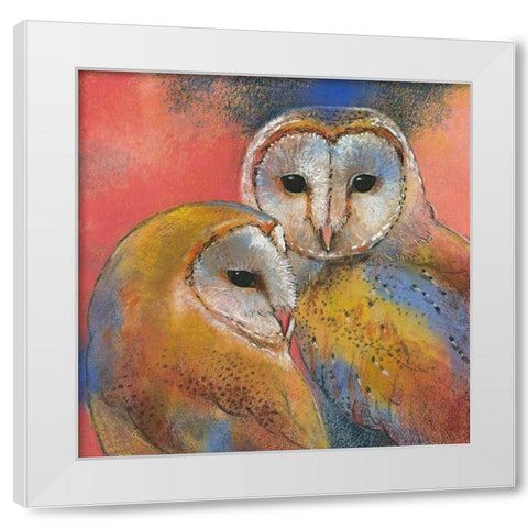 Schleiereulen White Modern Wood Framed Art Print by Botman, Loes