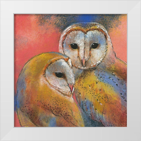 Schleiereulen White Modern Wood Framed Art Print by Botman, Loes