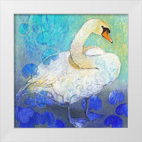 Schwan White Modern Wood Framed Art Print by Botman, Loes