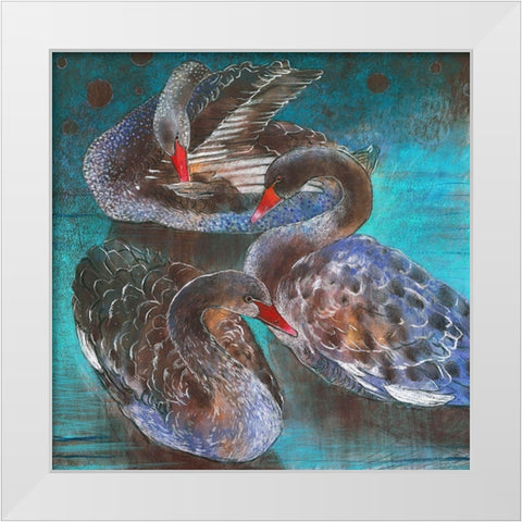 Schwarze Schwane White Modern Wood Framed Art Print by Botman, Loes