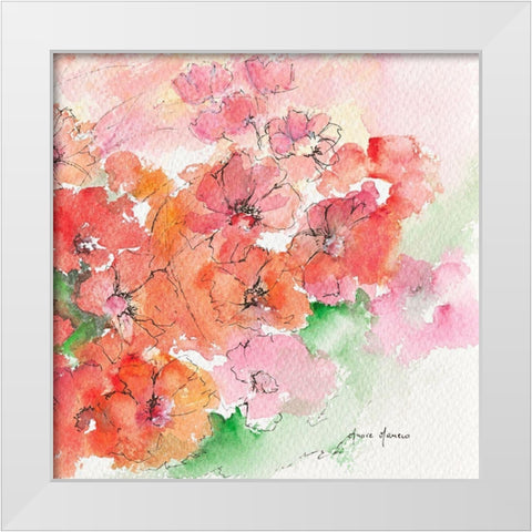 Vol de petales White Modern Wood Framed Art Print by Manero, Annie