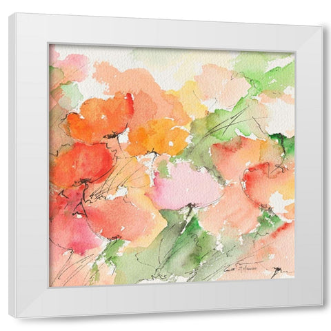 Coquelicots White Modern Wood Framed Art Print by Manero, Annie