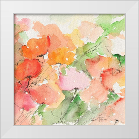 Coquelicots White Modern Wood Framed Art Print by Manero, Annie
