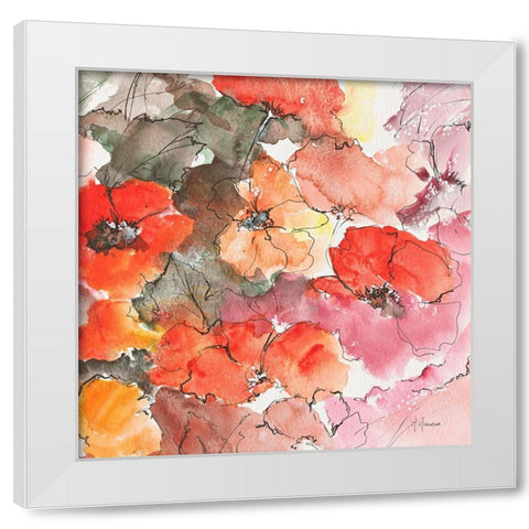 Floraison rouge White Modern Wood Framed Art Print by Manero, Annie