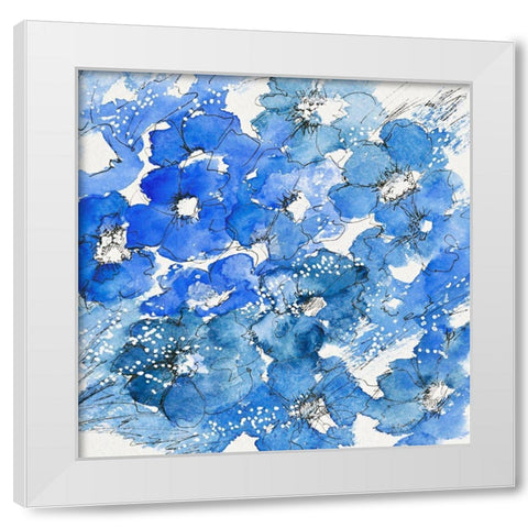 Bouquet bleu White Modern Wood Framed Art Print by Manero, Annie