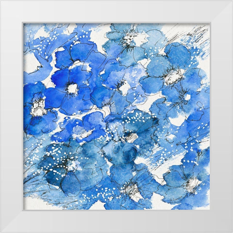 Bouquet bleu White Modern Wood Framed Art Print by Manero, Annie
