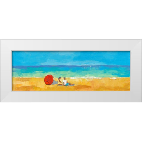 Sur la plage White Modern Wood Framed Art Print by Pivier-Attolini, Regine