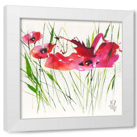 La danse du pavotÂ  I White Modern Wood Framed Art Print by Zacher-Finet, Isabelle