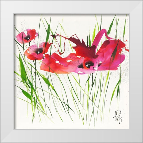 La danse du pavotÂ  I White Modern Wood Framed Art Print by Zacher-Finet, Isabelle