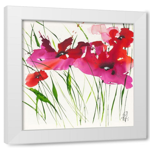 La danse du pavotÂ  II White Modern Wood Framed Art Print by Zacher-Finet, Isabelle