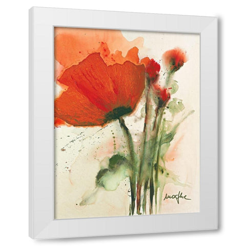Mohnblumenstrauss I White Modern Wood Framed Art Print by Marthe