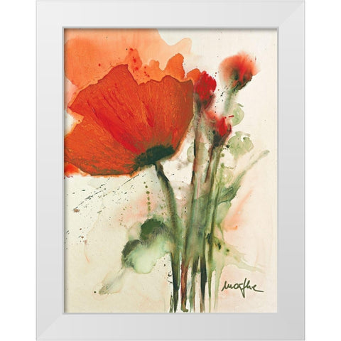 Mohnblumenstrauss I White Modern Wood Framed Art Print by Marthe