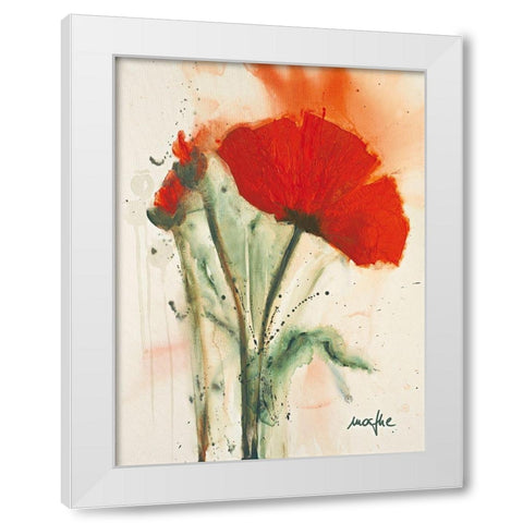Mohnblumenstrauss II White Modern Wood Framed Art Print by Marthe