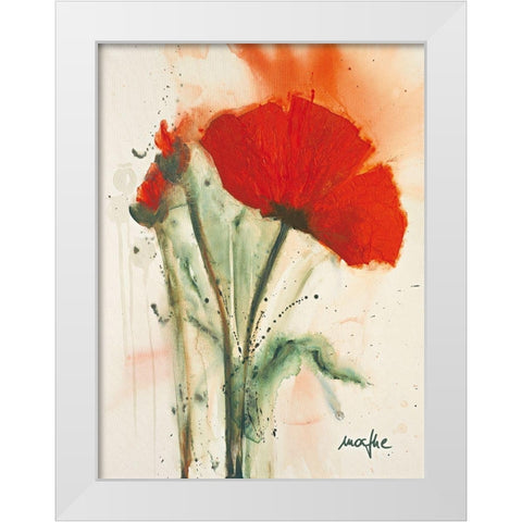 Mohnblumenstrauss II White Modern Wood Framed Art Print by Marthe
