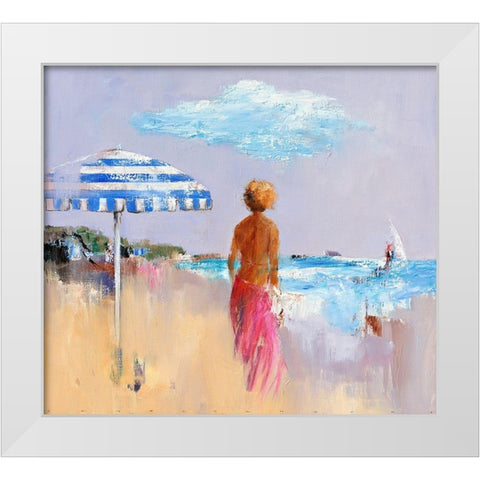Beach White Modern Wood Framed Art Print by Groenhart, Jan