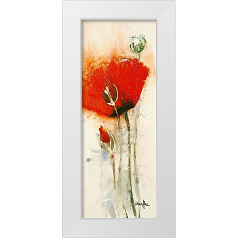 Mohnblumen II White Modern Wood Framed Art Print by Marthe
