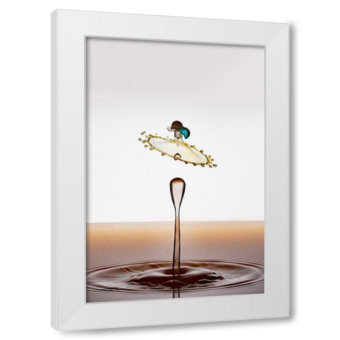 Flying Drop White Modern Wood Framed Art Print by Sanchez, Manuel