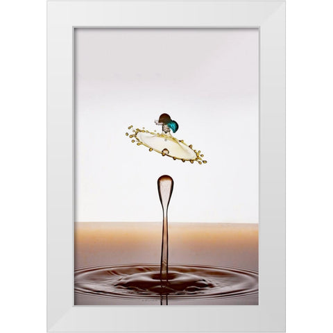 Flying Drop White Modern Wood Framed Art Print by Sanchez, Manuel