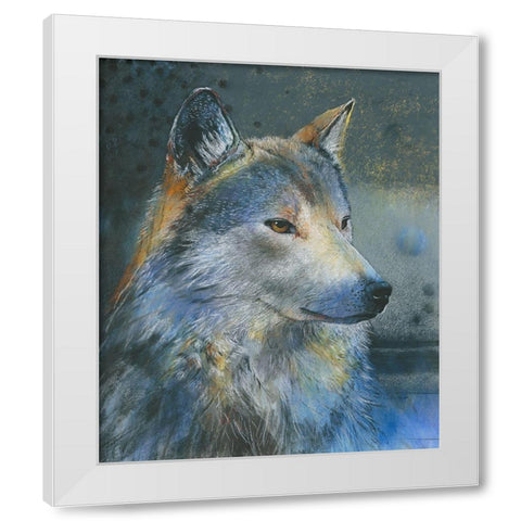 Grauer Wolf White Modern Wood Framed Art Print by Botman, Loes