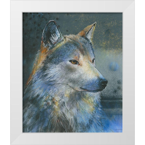 Grauer Wolf White Modern Wood Framed Art Print by Botman, Loes