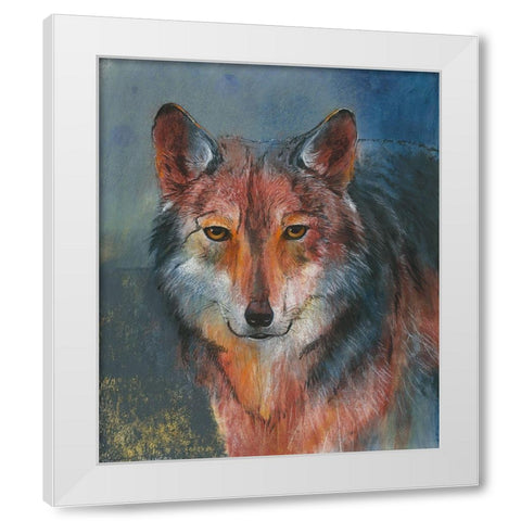 Roter Wolf White Modern Wood Framed Art Print by Botman, Loes