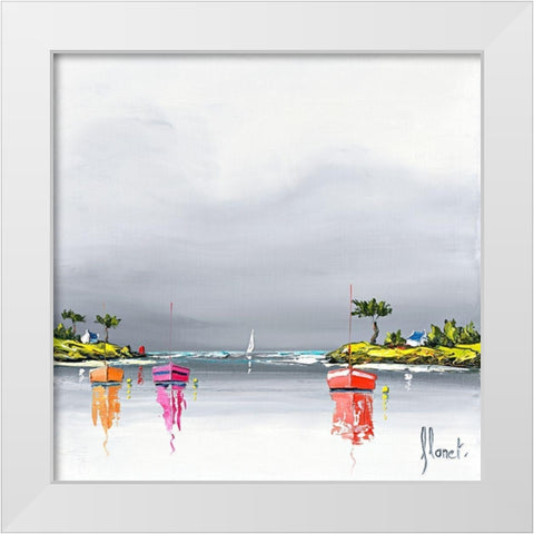 Mouillage White Modern Wood Framed Art Print by Flanet, Frederic