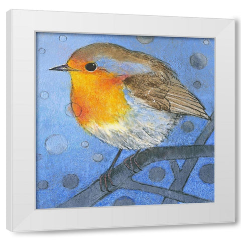 Rotkehlchen White Modern Wood Framed Art Print by Botman, Loes