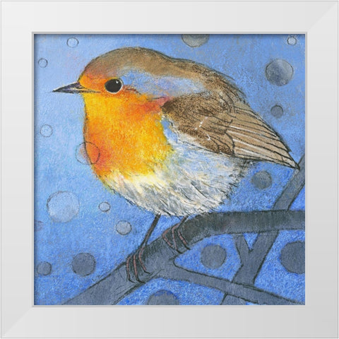 Rotkehlchen White Modern Wood Framed Art Print by Botman, Loes