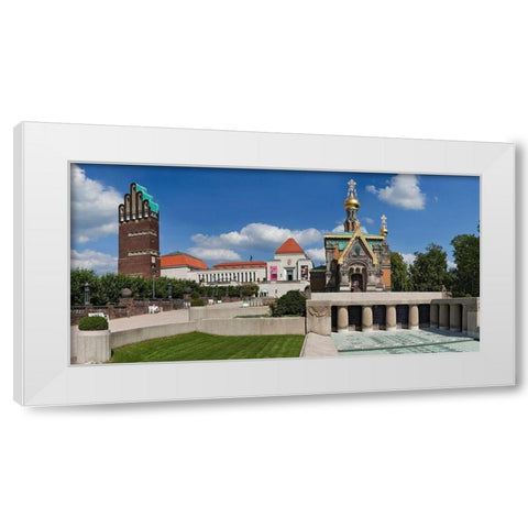 Mathildenhohe Darmstadt Panorama White Modern Wood Framed Art Print by Fischer, Rolf