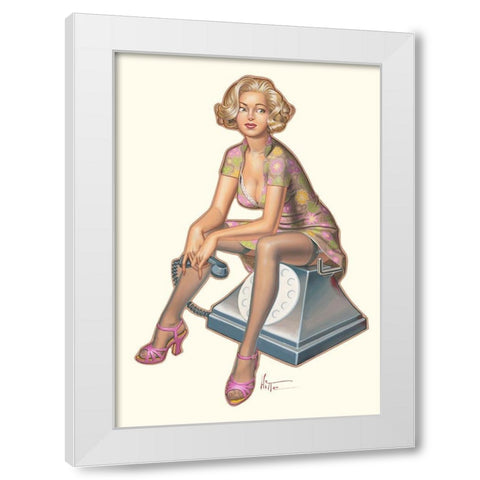 Telefon White Modern Wood Framed Art Print by Hitte, Patrick