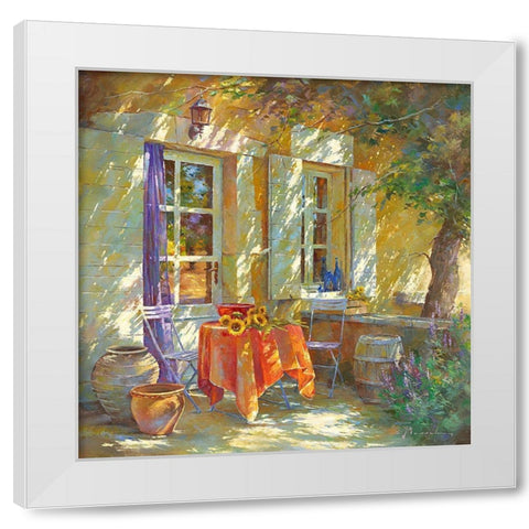 Bouquet de tournesols White Modern Wood Framed Art Print by Messely, Johan