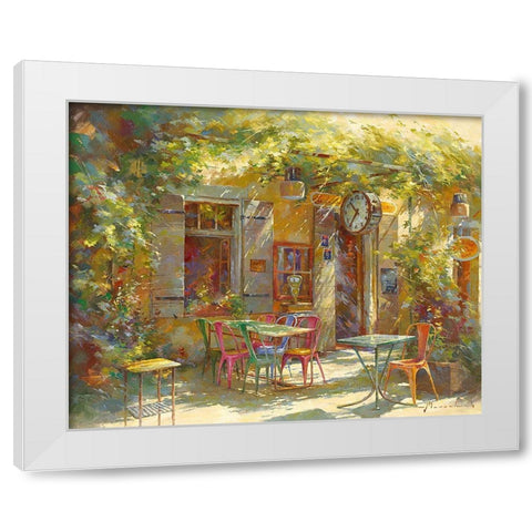 Au Bistrot de Marie White Modern Wood Framed Art Print by Messely, Johan