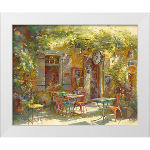Au Bistrot de Marie White Modern Wood Framed Art Print by Messely, Johan